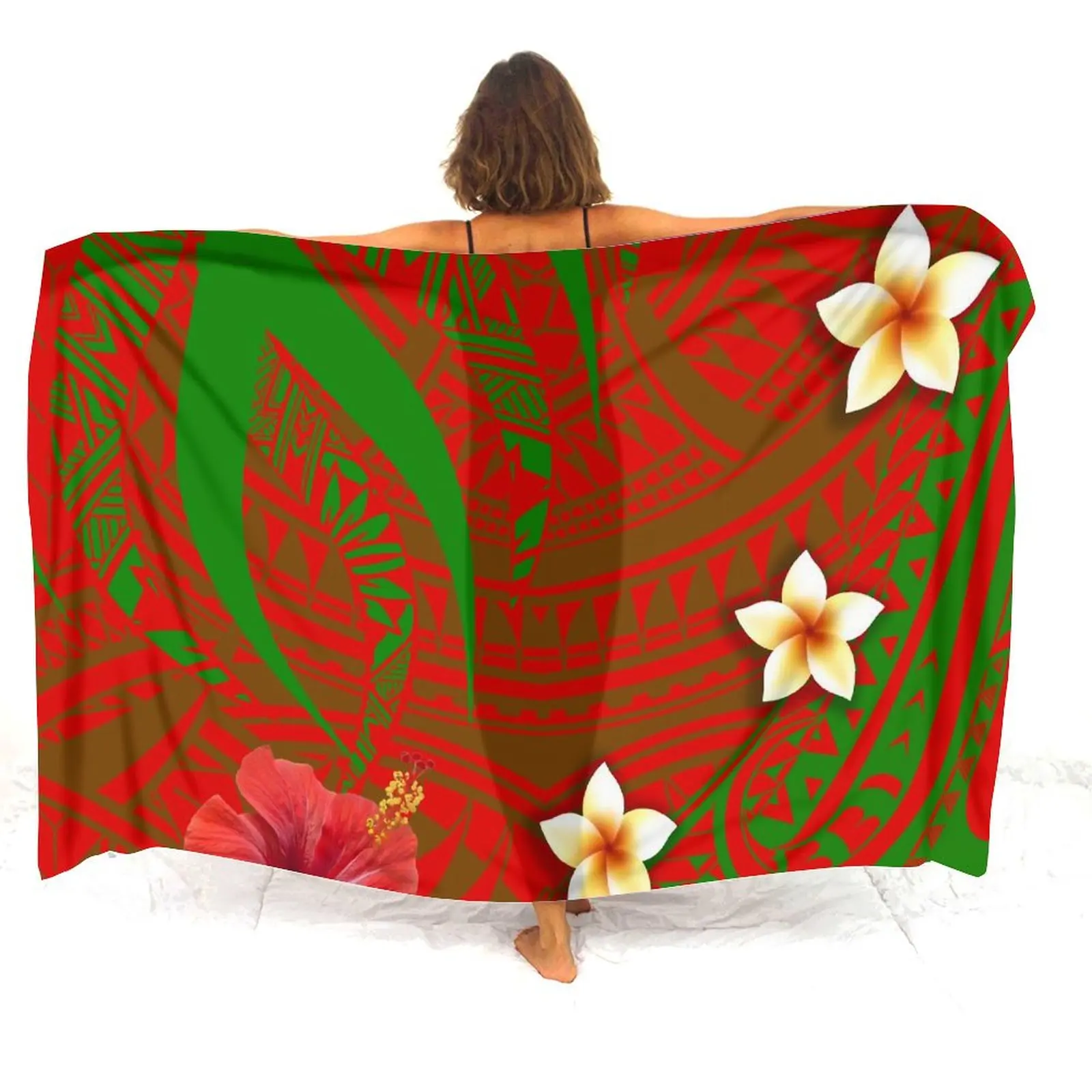 Hawaiian Seaside Sarong Comfortable Elegant Shawl Sun Protection Windproof Coat Samoa Flower Print Polynesian Tribal Sarong