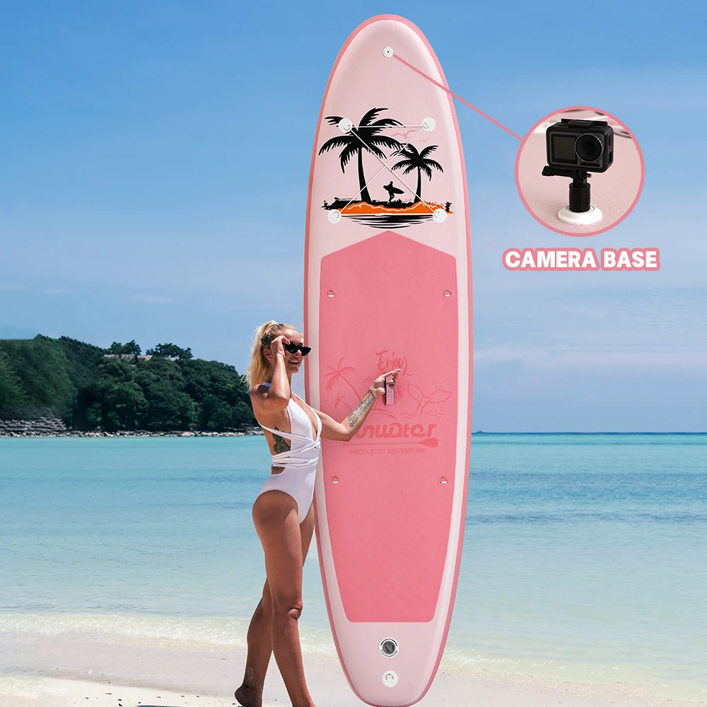 Funwater 11ft 32" Pinkes Palm-Design Aufblasbares Stand-Up-Paddle-Board Kajaksitz Wasserdichte Handytasche ISUP Komplettset SUP für Erwachsene – Detail 1