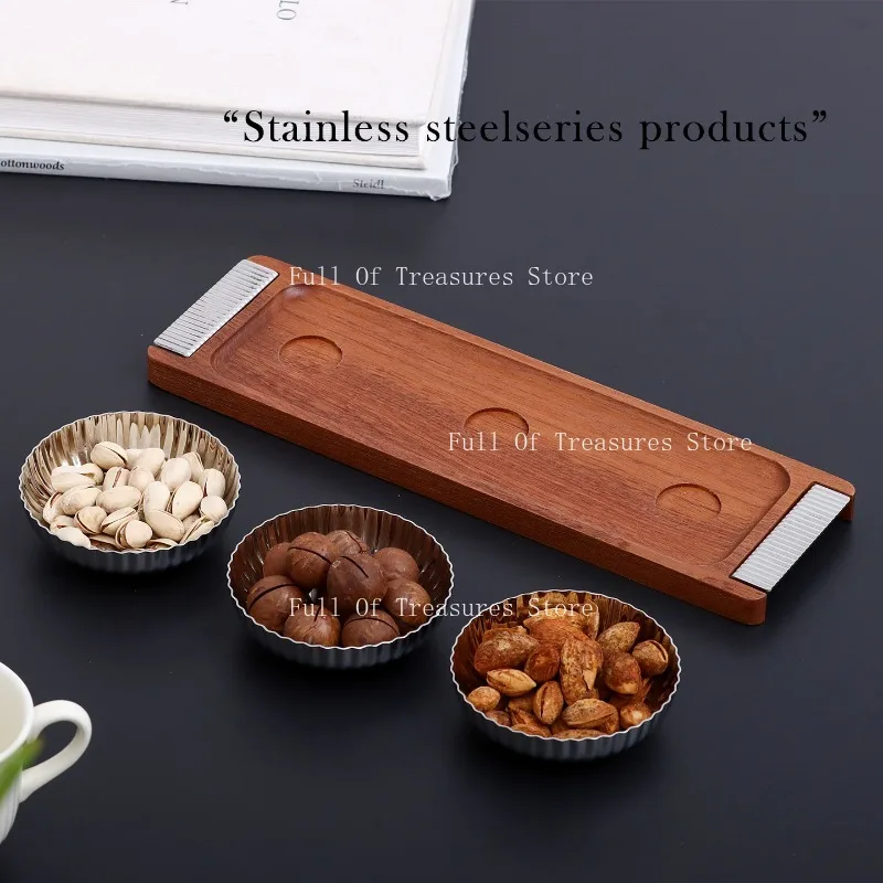 

Легкий роскошный Shabili, твердая древесина, нержавеющая сталь, закуски, сухофрукты, поднос для димсам, чайный поднос, украшение для обеденного стола