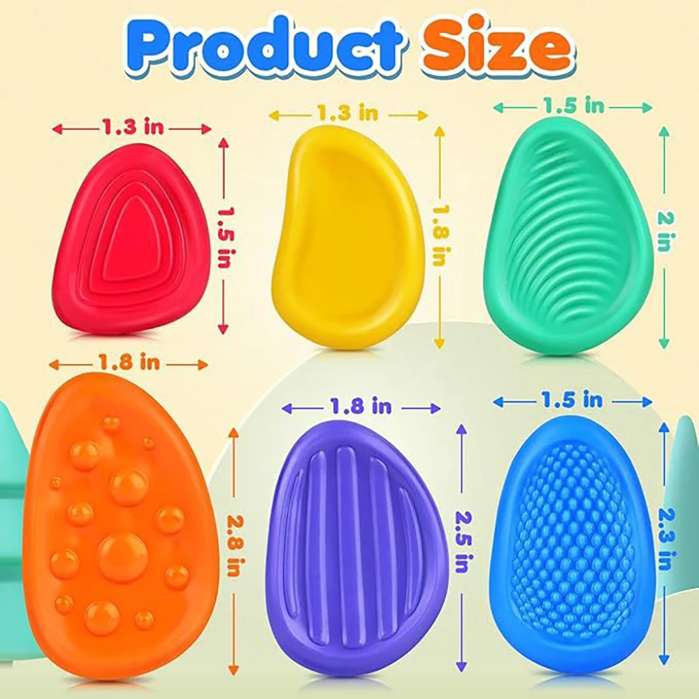 6Pcs Fidget Toys Adults Sensory Silicone Stone Textured for Autism Kids Calming Down Fidget Relieves Stress Toys