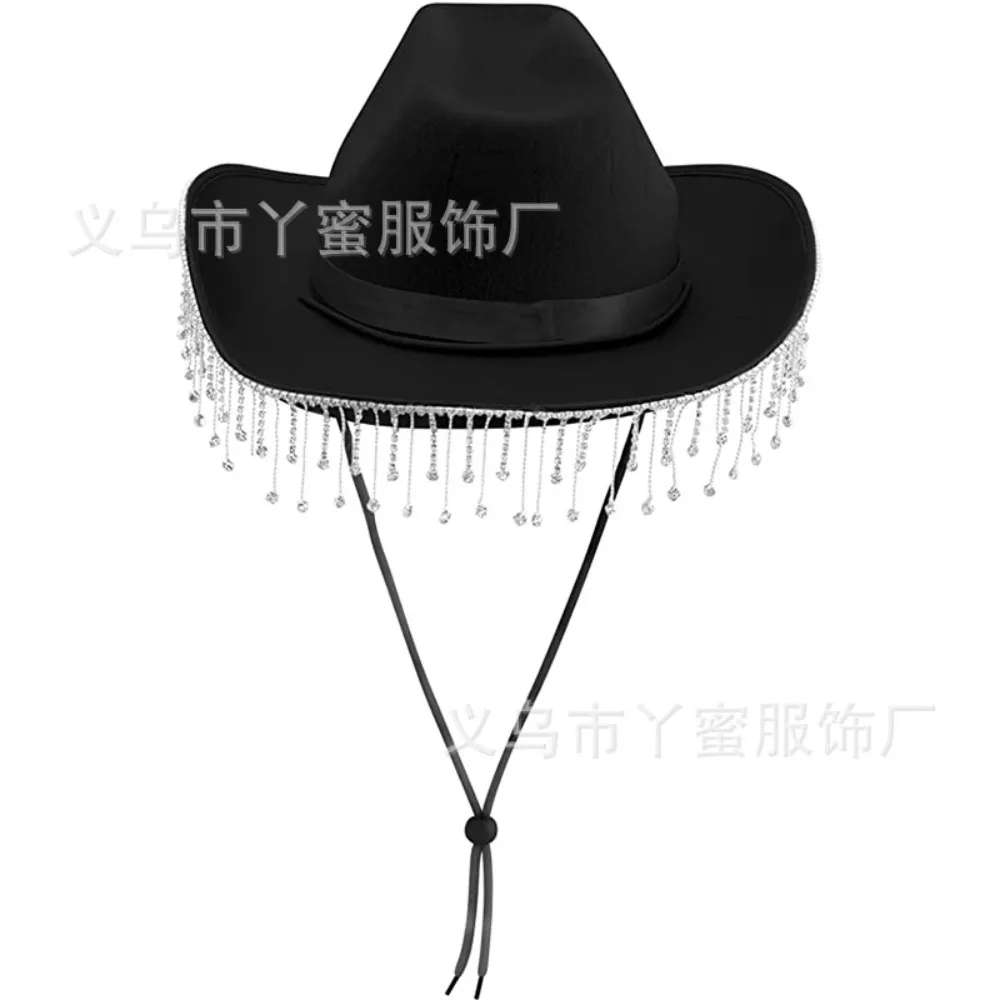 Black Water Diamond Fringe Cowboy Hat Black Diamond Fringe Scarf Cowboy Hat