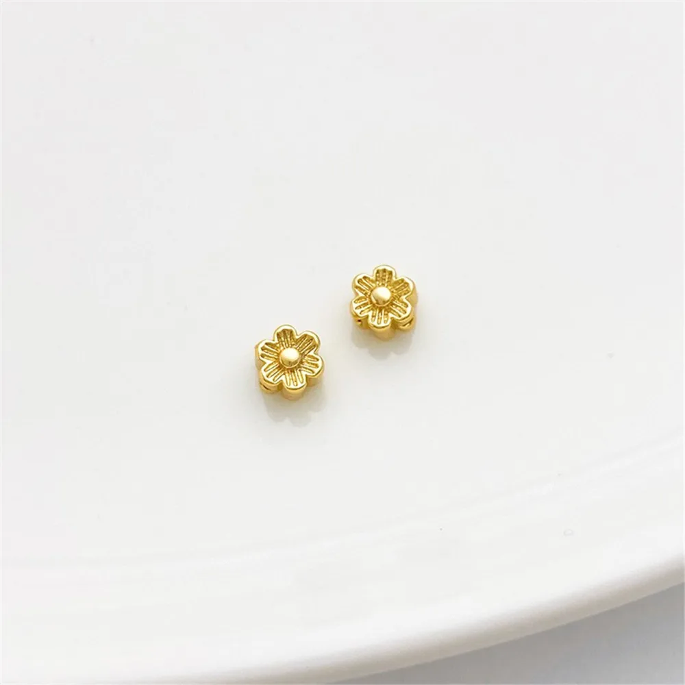 

14K Gold-Color Sunflower Through-hole Beads Hollow Beads Loose Beads Handmade DIY Bracelet Necklace Material Accessories L276