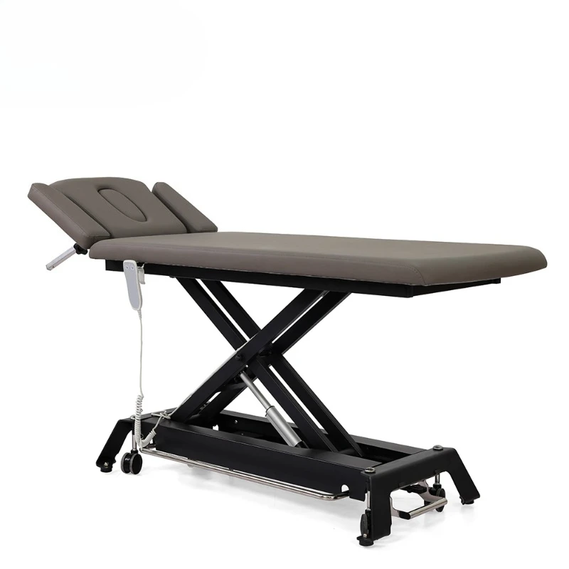 Electric single motor massage bed with height adjustment function, metal frame, for hospital chiropractic treatment beds