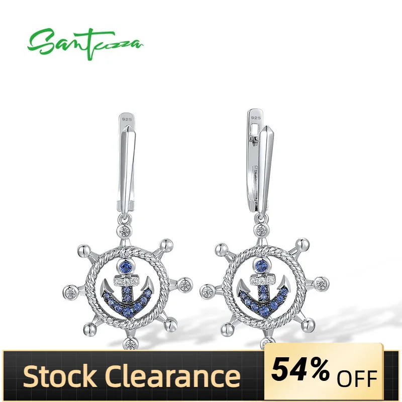 

Женские серьги из серебра 925 пробы с голубым нанопокрытием и белым фианитом