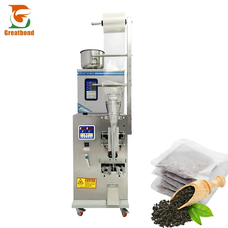Precio de fábrica, sellado automático de tres lados, especias, café, té, cereales, bolsas de alimentos, película, relleno de polvo, máquina de envasado de peso
