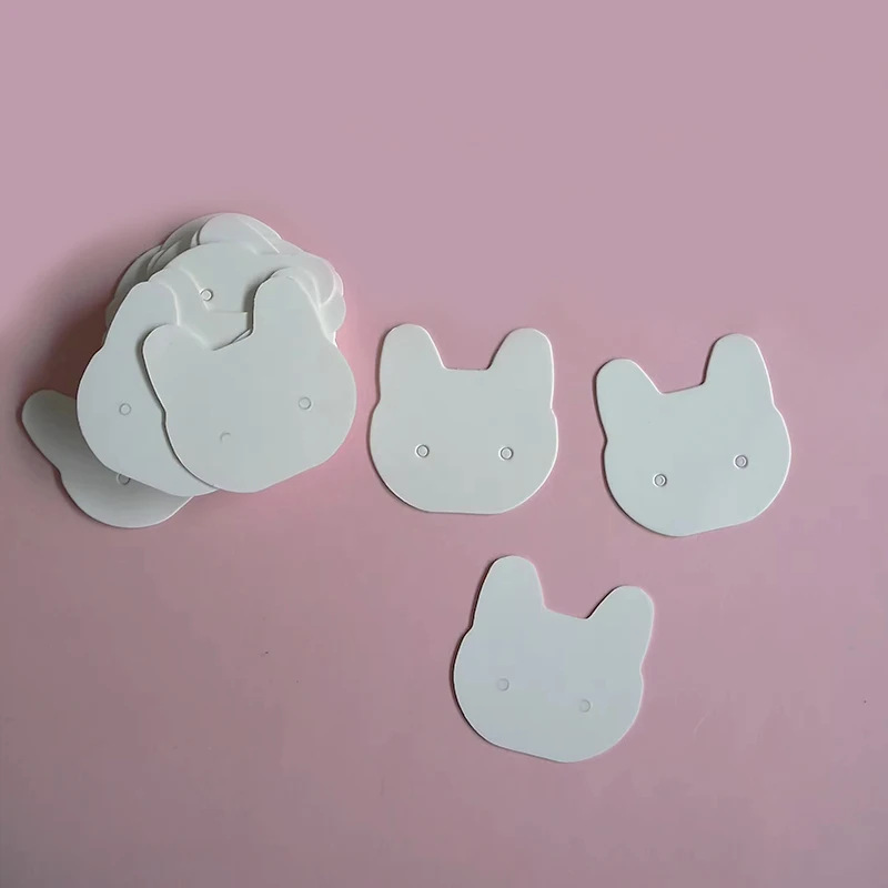 500pcs Cute Mini Paper Cat Jewelry Packaging Cards Blank DIY Stud Earring Display Label Tags Small Business Wholesale Supplier