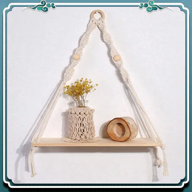 2 Pcs Wall Hanging Shelf , Boho Shelves With Wood Shelf, For Hanging Plants And Decor Limited Time Offer