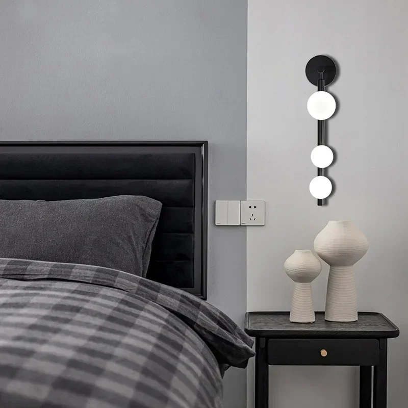 AZ White Glass Ball Wall Lights For Living Room Coffee Shop Bedroom Gold Black Pearl Wall sconce bathroom Mirror light
