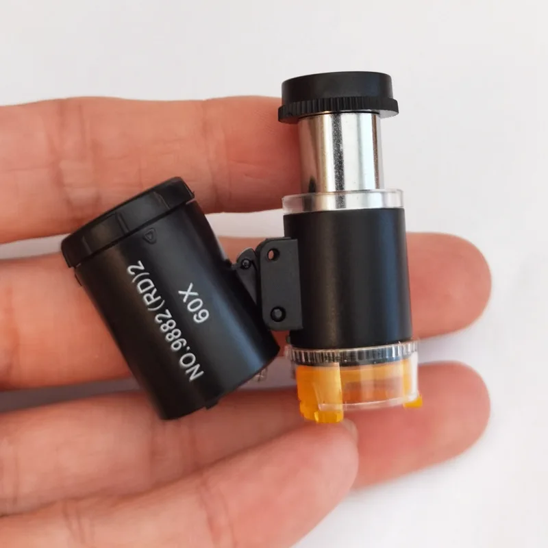 Imagem -06 - Mini Lupa Microscópio de Bolso com Luz uv Led Jóias Lupa Jewelers Eye Loupe para Moedas de Diamante Moeda 60x