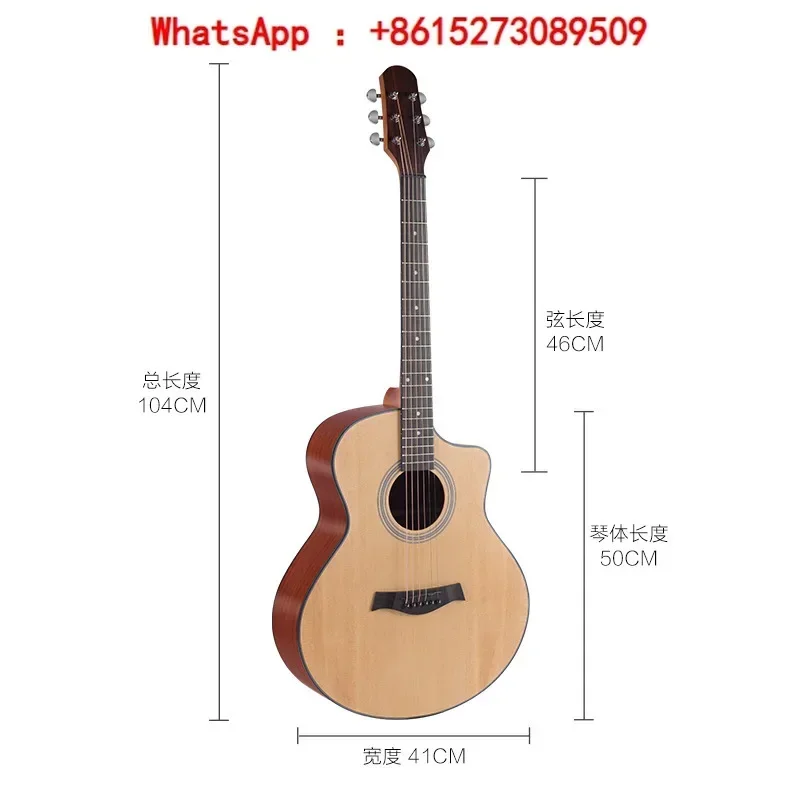 

Single board guitar 41 inch spruce matte folk wood guitar surface single instrument