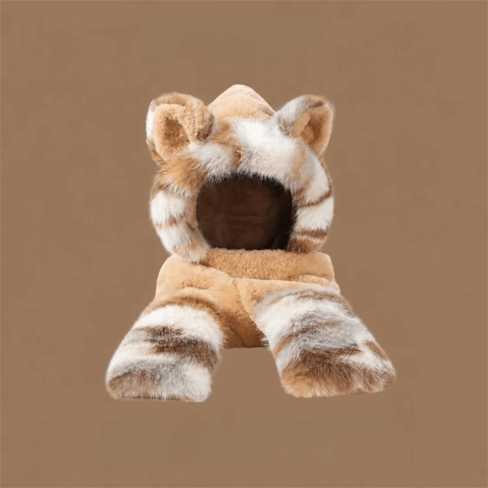 3-in-1 Design Hat Scarf Gloves Set Faux Fur Thick Winter Hat Scarf Mitten Set Windproof Warm Lining Fluffy Soft