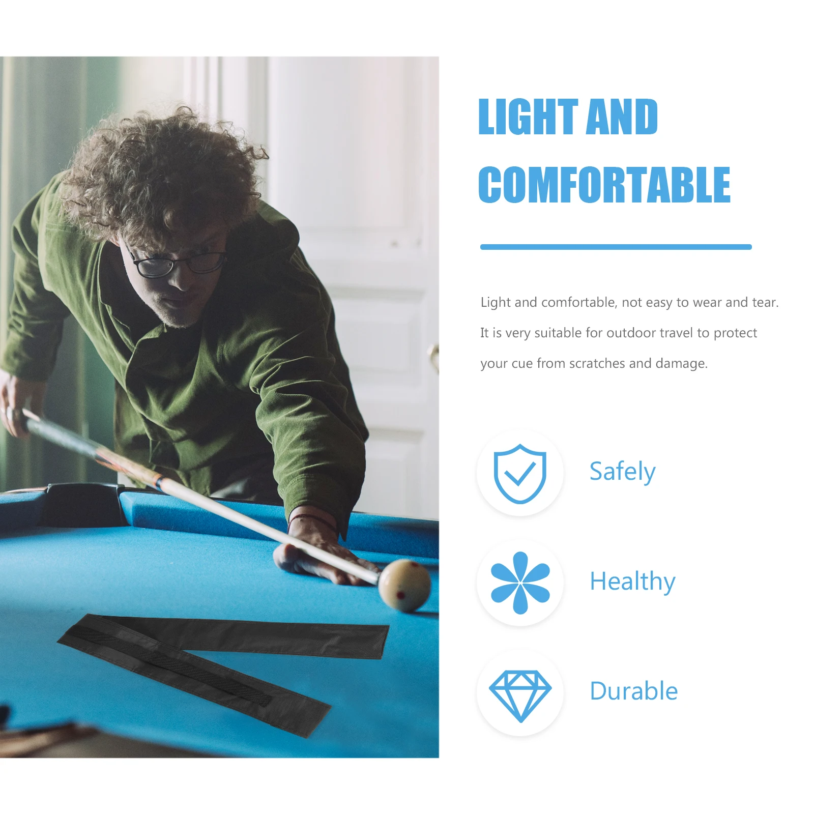 

Pool Cue Bag for Billiard Stick Storage Nylon Case Adjustable Shoulder Strap Loops Hooks Easy Carrying Protect Cues Scratches