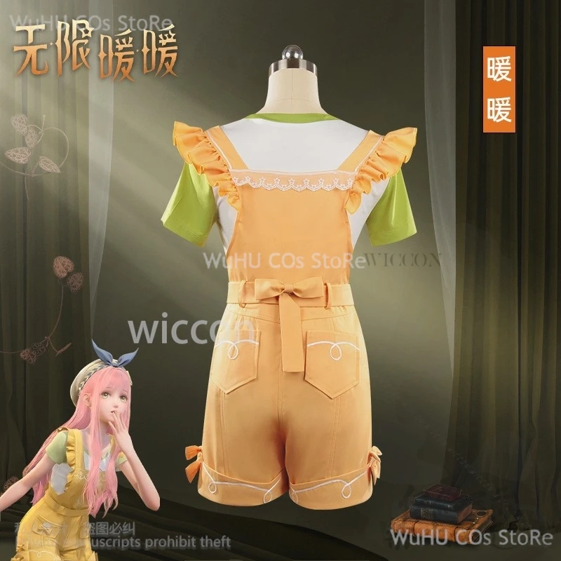 Infinity Nikki X Cosplay Kawaii Cute Uniform Costume Yellow Jumpsuits Pink Wig For Woman Halloween Christmas Girls