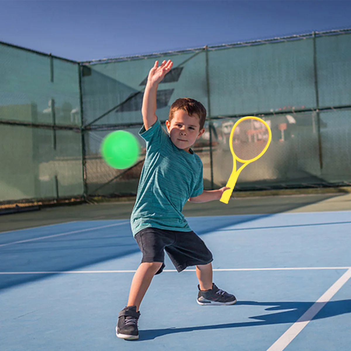 

Plastic Tennis Racket Set Kids Outdoor Sports Parent-Child Interaction Hand-Eye Coordination Development Tool Badminton