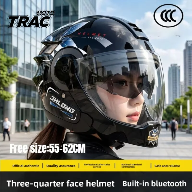 3/4 Open Motorcycle Helmet - Lightweight ABS Shell, Dual Sun Visors, Stylish and Simple Design for Both Men and Women, Durable