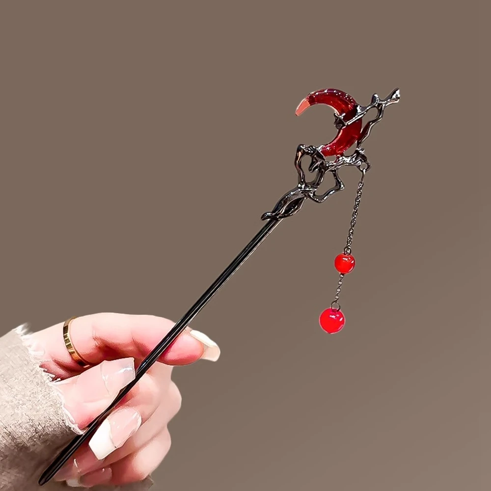 جديد النمط الصيني القمر شرابة الشعر عصا للنساء خمر Hanfu عود الشعر العصي إكسسوارات الشعر