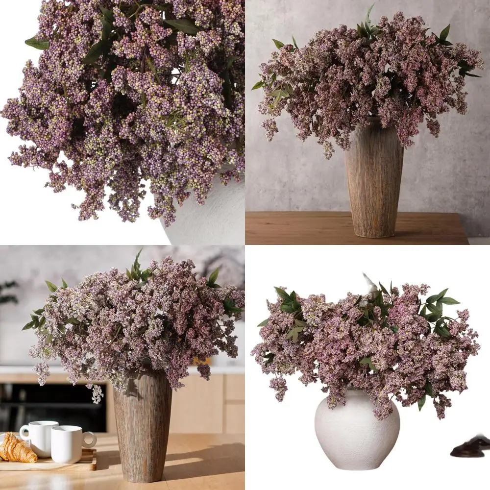 

Purple Artificial Berry Stems with Dusty Plum Branches for Seasonal Home Decor and DIY Projects
