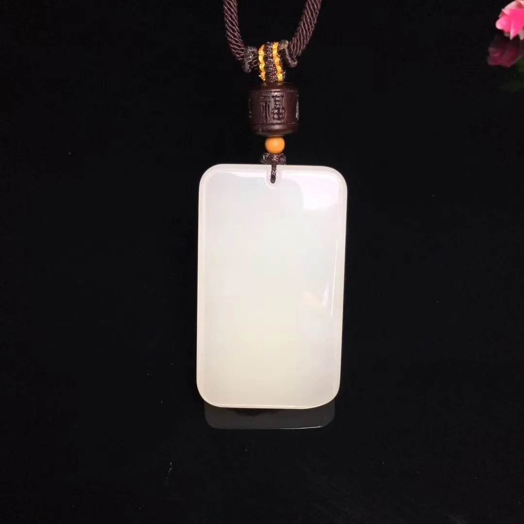 Natural 100% real hetian jade pendant necklace hand-carved Ping An Card necklaces pendants man woman jade jewelry Bless peace