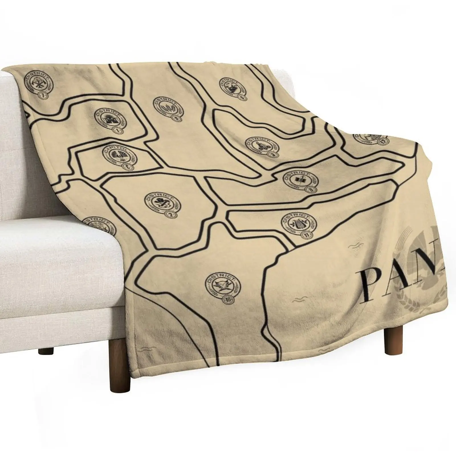 

The Hunger Games map of Panem with all Districts Throw Blanket Thin Thins cosplay anime Blankets