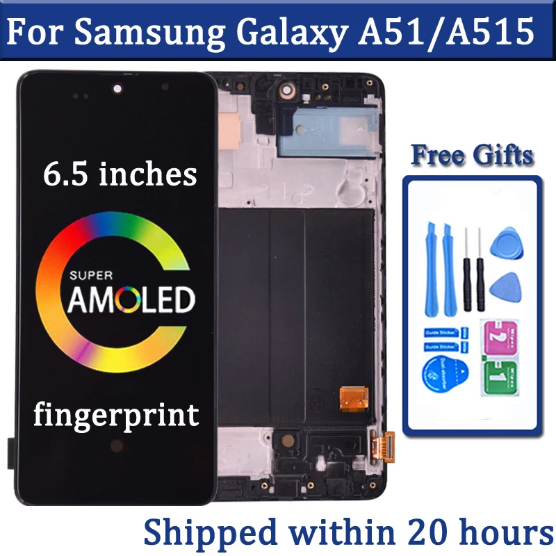 AMOLED For Samsung Galaxy A51 Display A515 A515F A515F/DS A515FD LCD Screen Touch Digitizer Assembly Replace