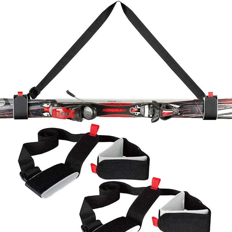 Adjustable Skiing Pole Shoulder Hand Carrier Lash Handle Straps Nylon Skiing Bags Porter Hook Loop Protecting For Ski Snowboard