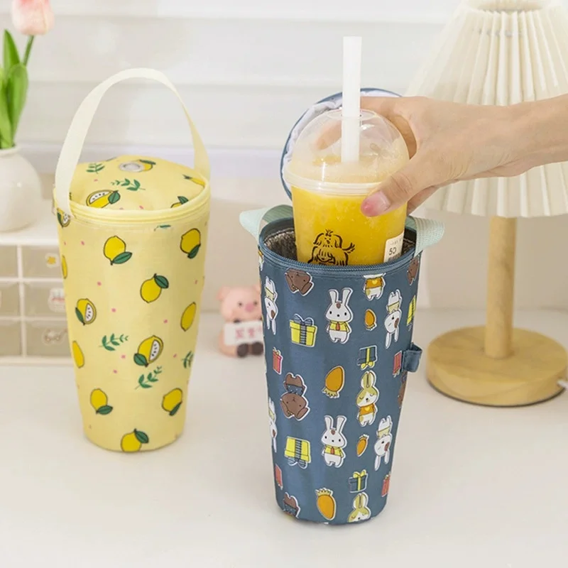 Reusable Milk Tea Tote Bag Heat Preservation Bag Carrying Insulated Cup Cover Umbrella Bag Handbag Camping Drinkware Accessories