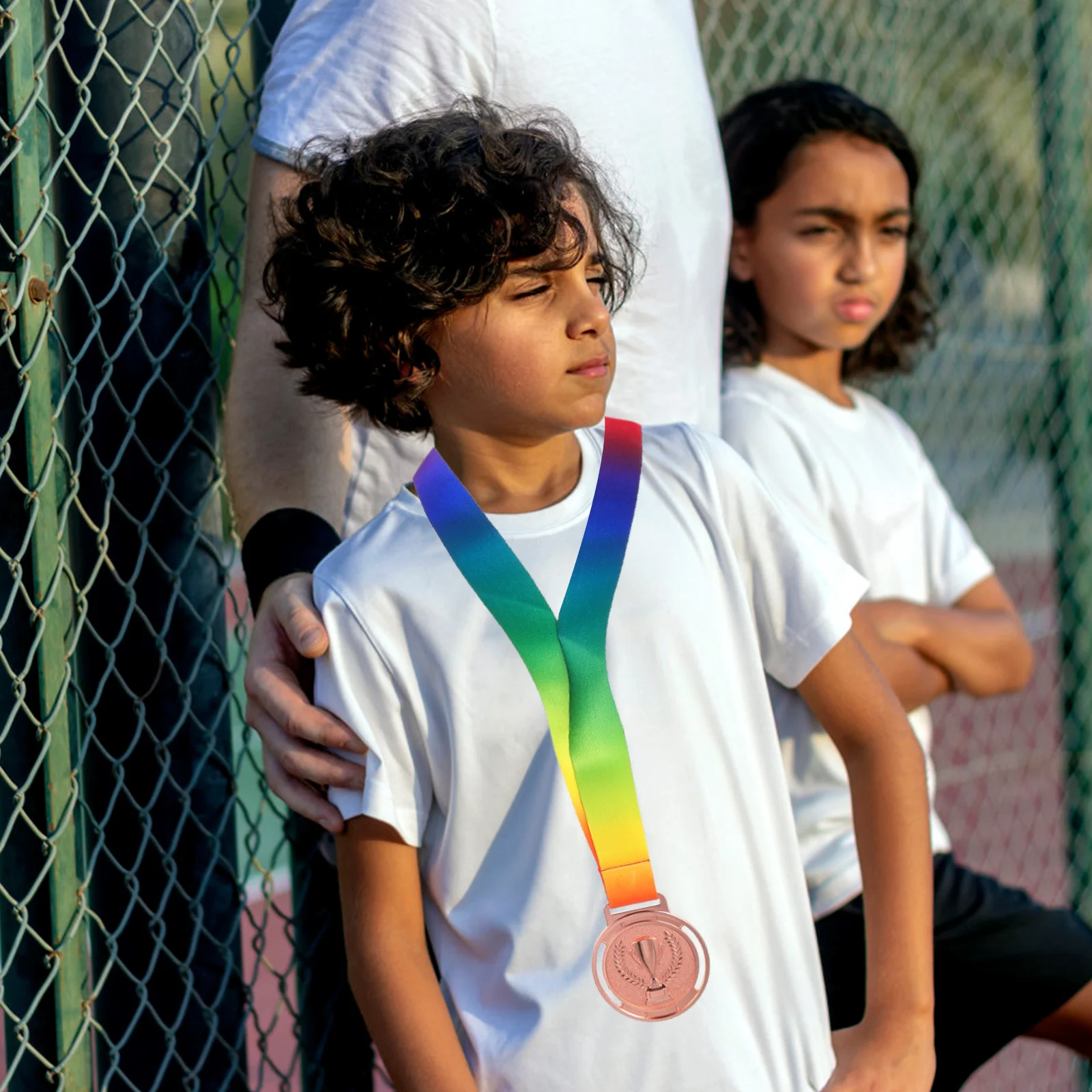 

3Pcs Hanging Medals Trophy Pattern Gold Silver Bronze Sports Competition Medal Award Winner Reward Medals Award Medal