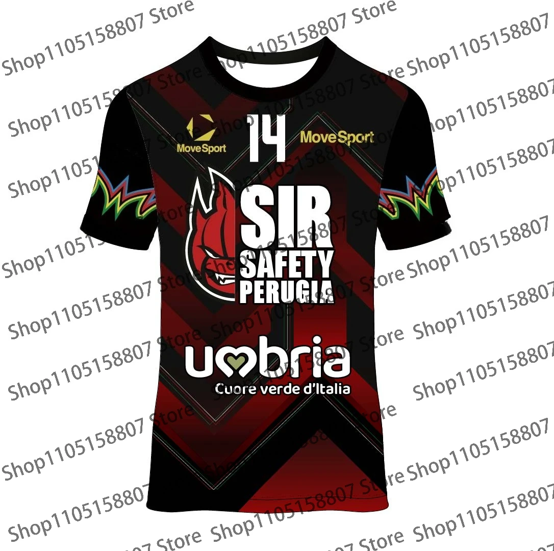 2026 الصيف رجل جديد وصول نمط Perugia الكرة الطائرة جيرسي رجل إمرأة تي شيرت رياضي الراحة تنفس ثلاثية الأبعاد المحملة موضة الملابس