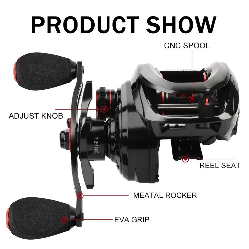 BILLINGS Fishing Reel 8KG Max Drag Baitcasting Reel With Magnetic Braking System 7.2:1 Gear Ratio for Lure Freshwater