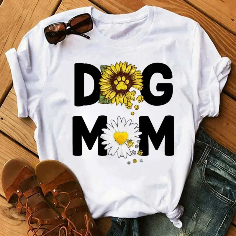 Dog Mom Life Printed T Shirt Fashion Women T Shirt Dog Lover Tops Female Short Sleeve Cute Tee Shirts Women Summer T-shirt Tops