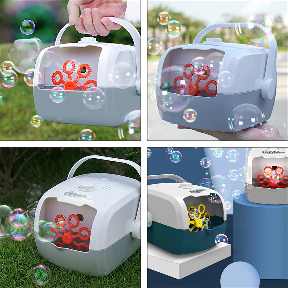 Máquina de bolhas de plástico brinquedo crianças diversão ao ar livre criança banho festa fabricante ventilador fácil uso leve portátil horas alegre