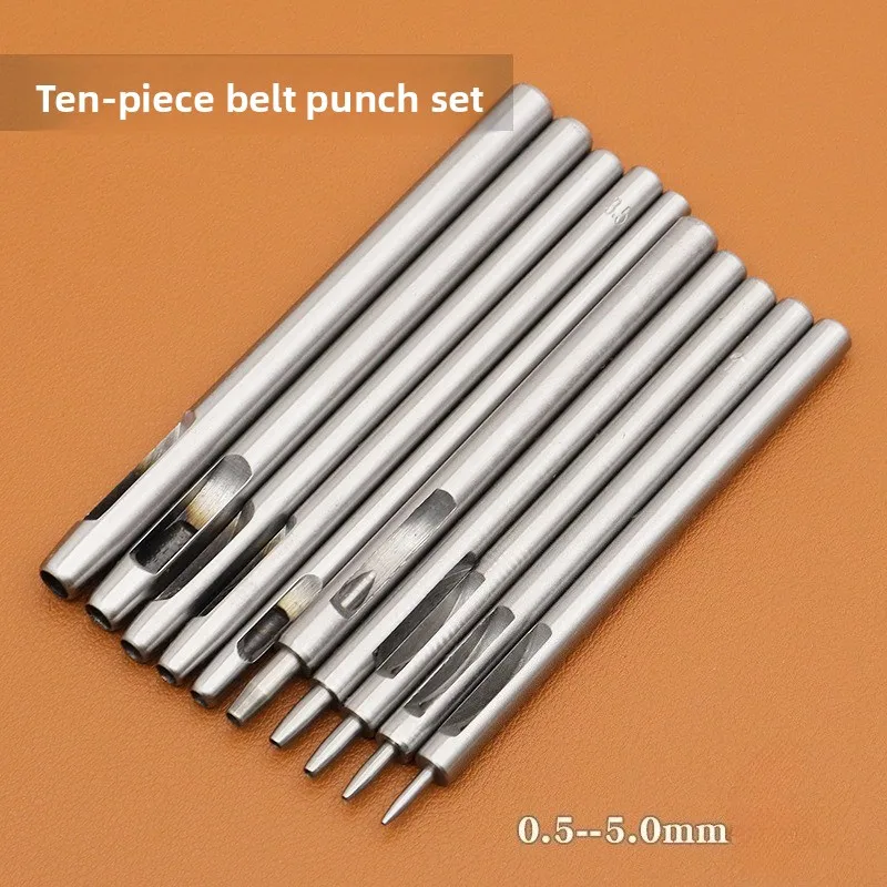 

10-Pieces Set,Leather Punching Toosl,Belt Strap Hand-punched Eye Opener,DIY leather carving tool,Leathercraft Tools
