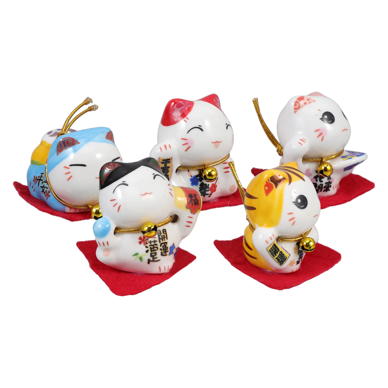 

5Pcs Mini Lucky Cat Ceramic Dashboard Decor Car Interior Accessories Small Vehicle Ornament Charm Cute Car Accessories for Women