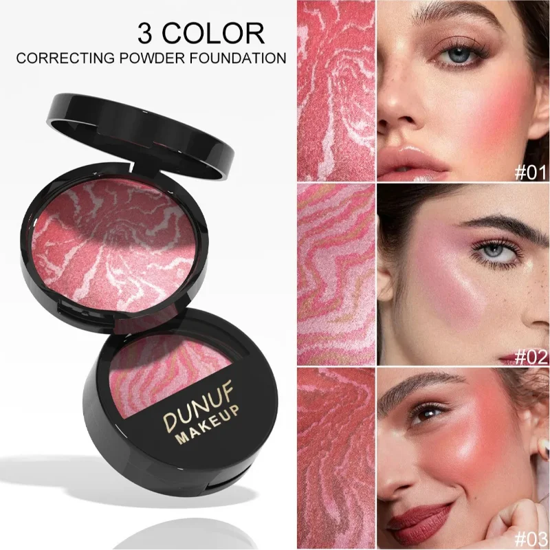 6-Farben-Rouge-Palette, wasserdicht, leicht, atmungsaktiv, langlebig, glatt gebackenes Puder, Rouge, korrigierende Grundierung