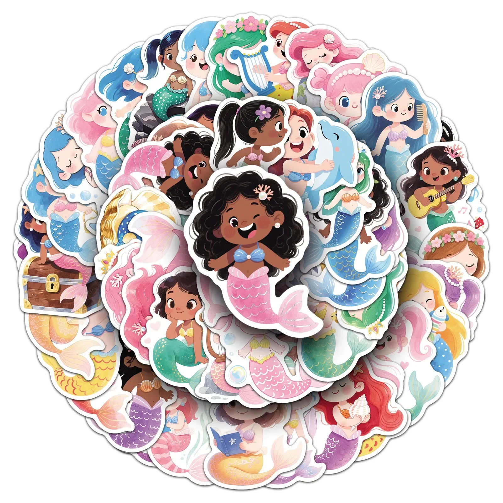 

10/50PCS Cute Little Baby Mermaid Kawaii Girls Decoration Stickers DIY Water Bottle Scrapbook Laptop Pad Phone Luggage Sticker