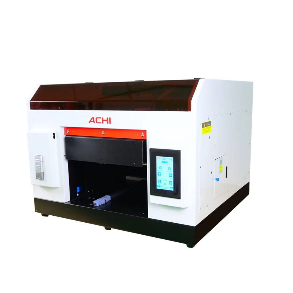 [US &EU STOCK] ACHI A3 UV Printer R1390 UV Flatbed Cylindrical A3 UV Printer for Glass Metal Wood Embossed Printer 5x500ML Ink