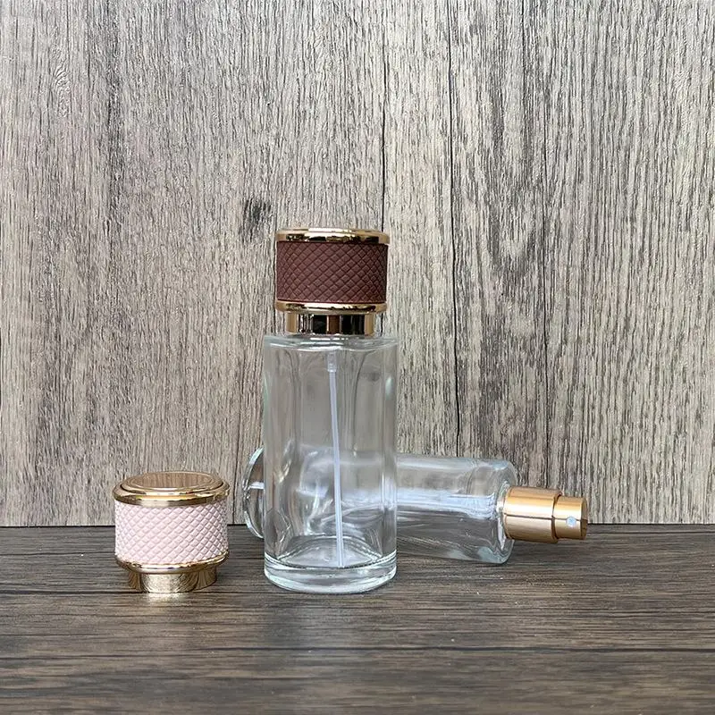 20ml Leere Glas-Parfümflasche mit Schraubverschluss aus Leder, Feiner Nebel Duftspray Zerstäuber Behälter – Detail 6