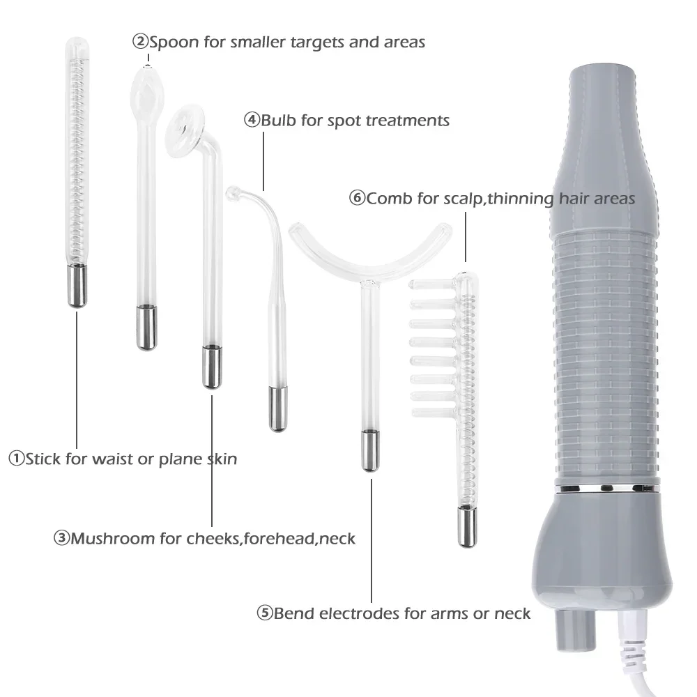 Máquina facial de alta frequência para cabelo rosto eletroterapia varinha de néon argônio tratamento de acne ferramentas antienvelhecimento aparelho portátil de cuidados com a pele 6 em 1 4 em 1 luz azul varinhas de te