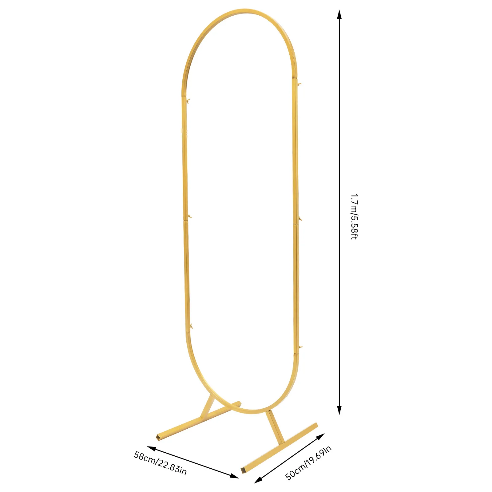 1.7m Metal Wedding Arch Backdrop Stand Gold Party Balloon Arched Venue Decor Frame Oval Arch Frame for Birthday Party Ceremony