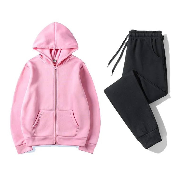 2025 Autumn/Winter New Women Fashion Solid Color Zipper Hoodie+Sports Pants Two Piece Outdoor Casual Sports Loose Set