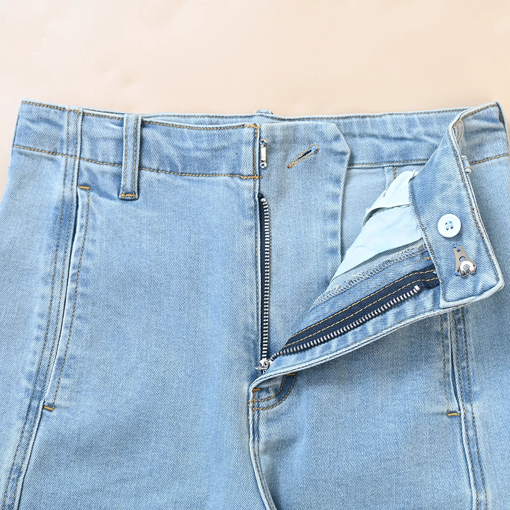 New Women's Versatile High Waist Side Seam Shift  Denim Jeans Summer Season mid Stretch High Waist Fabric Other