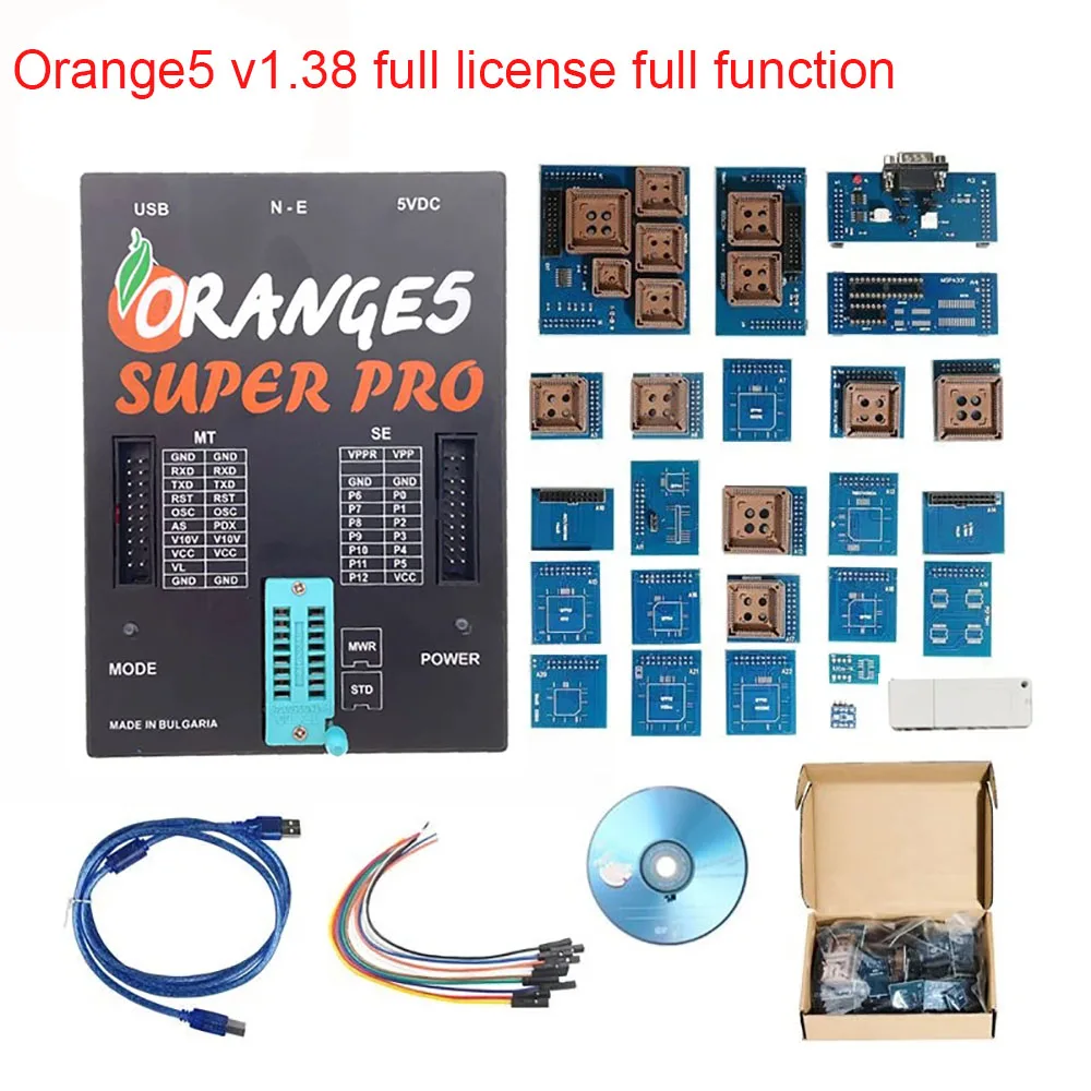 Orange5 V1.38 Super 1.42 Full License Function ECU Programmer Orange 5 Plus  Eeprom Adaptors Adapter Key Prog SRS Reset IMMO 