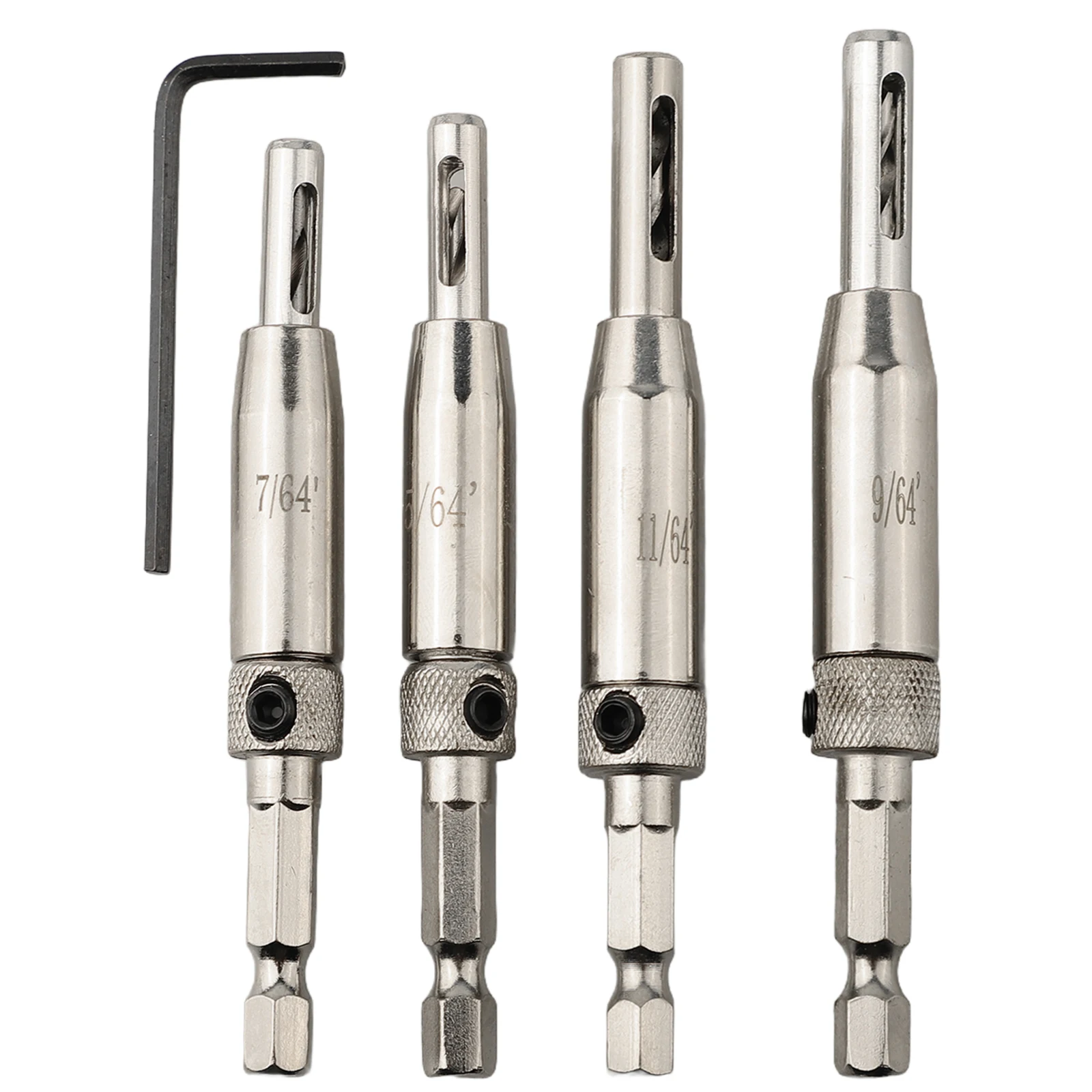 Dependable Performance Comprehensive 4 Piece Hinge Pilot Hole Drilling Kit Featuring Sturdy Hexagonal Construction