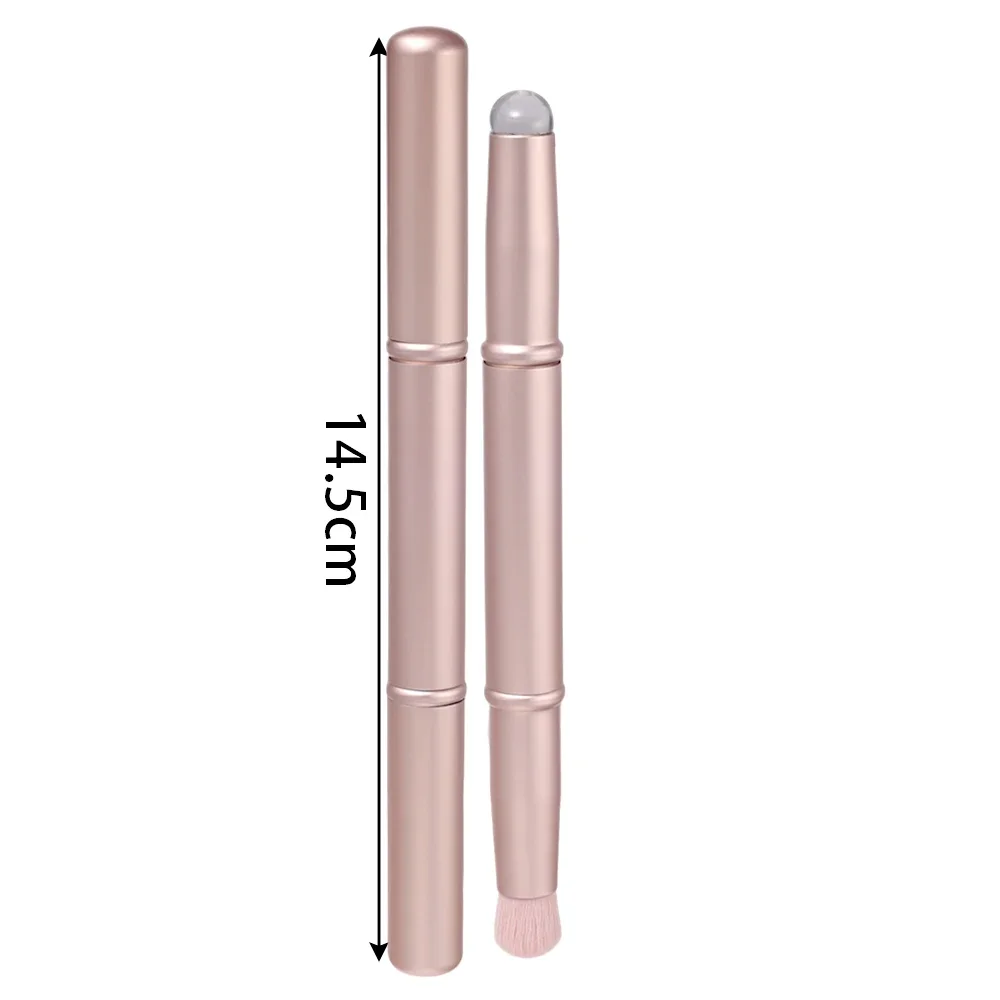 Pennello per labbra in silicone a doppia testa Pennello per correttore angolato Punta delle dita professionale Rossetto morbido Strumento per pennelli per trucco a testa tonda