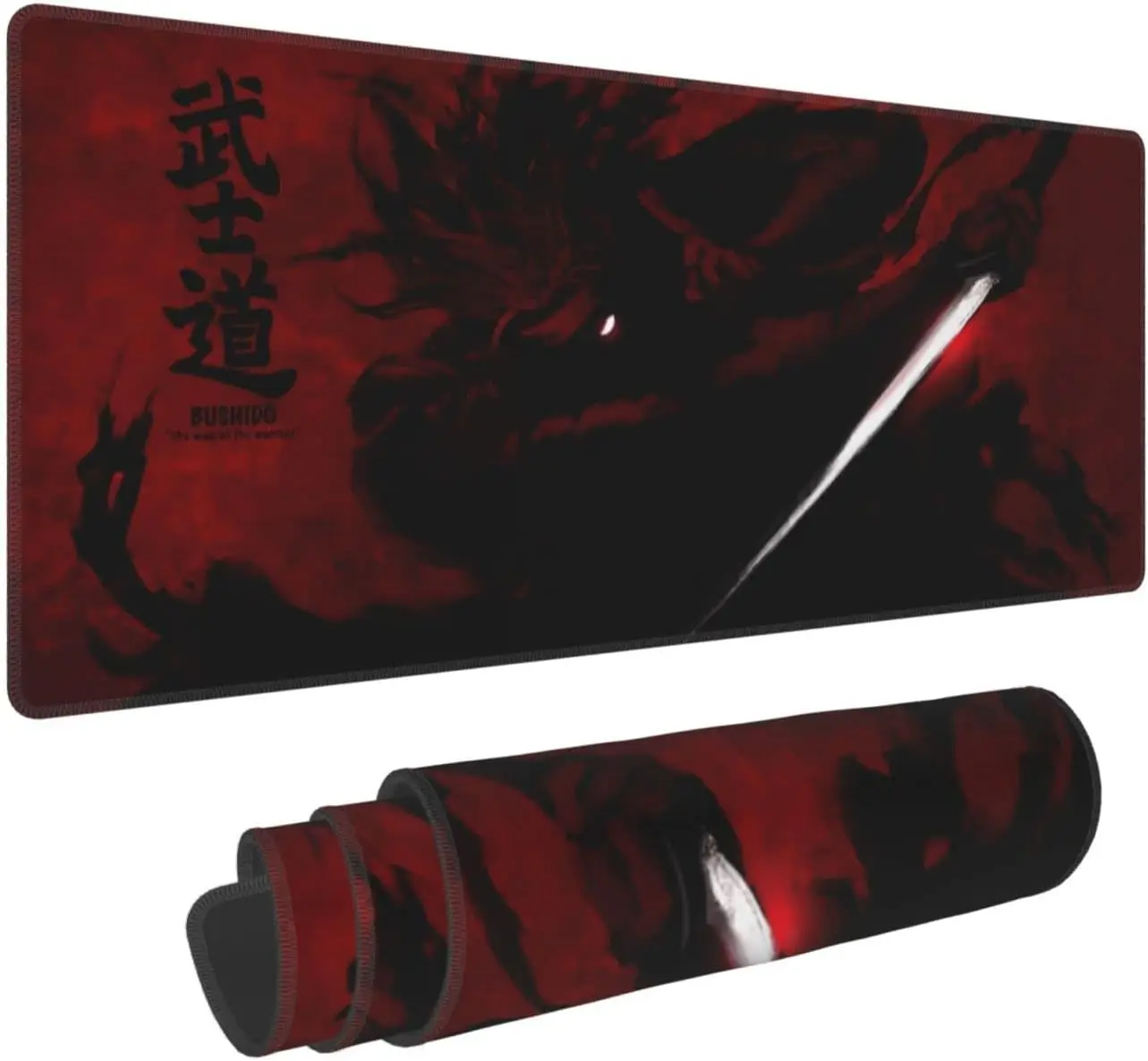 

Japanese Samurai Anime Mouse Pad Non-Slip Rubber Mouse Pad with Stitched Edges Waterproof Mouse Mat for Office 31.5" x 11.8"