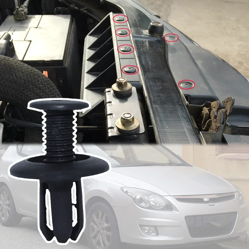 

10 шт. для Hyundai i30 2007 2008 2009-2012, автомобильный вкладыш на крыло, зажимы для капота двигателя, подкладка колесной арки, обшивка, винт, заклепка, аксессуары