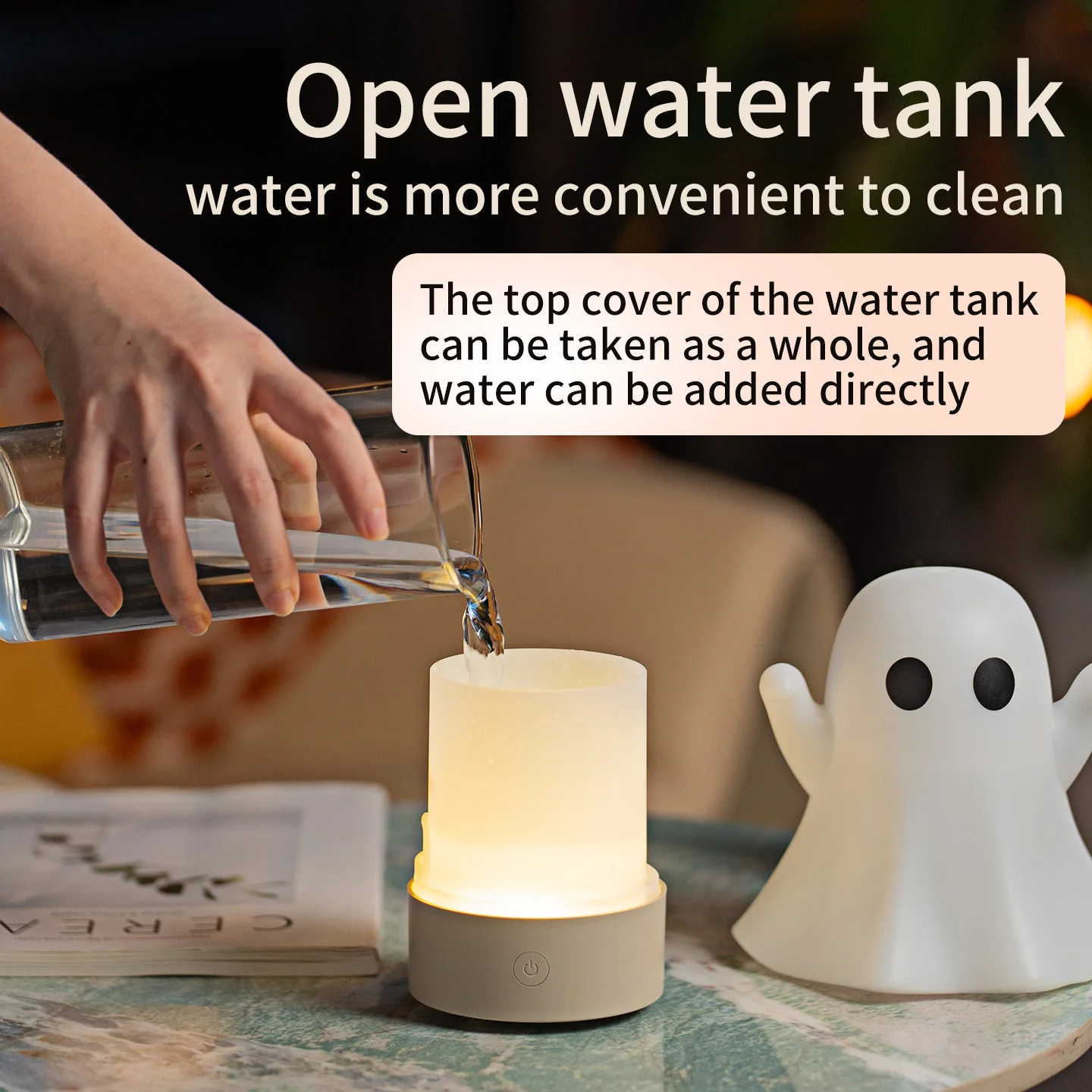 2025 Halloween Ghost-Shaped Aroma Diffuser Cute Design 7-Color Atmosphere Lighting Suitable For Halloween Home Decor And Gifts