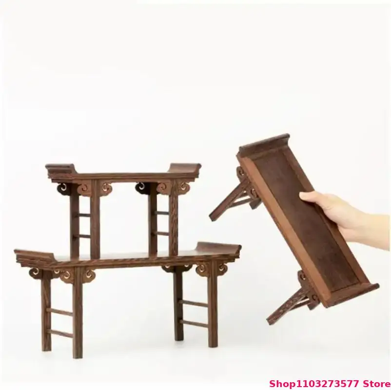 Wooden Sculpture Display Base Miniature Model Handicraft Display Stand Retro Ornament Plant Stand Tea Pot Tea Set Display Stand