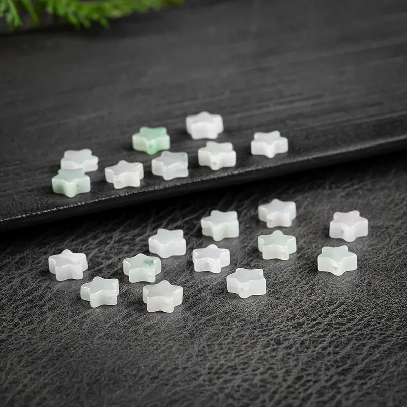 10pcs/lot Natural Myanmar A-grade Jadeite Small Stars Scattered Beads Handmade DIY  Materials Accessories Jewelry Drop Shipping