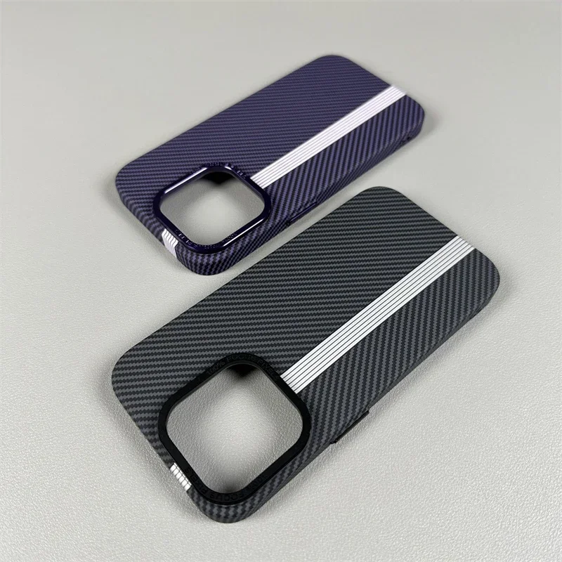 Carbon Fiber Kevlar Phone Case Magnetic Personalized Magsafe Scrub Anti-fall Phone Case for IPhone 14 Pro Max IPhone 15 Pro Max